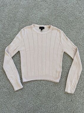Topshop Light Pink Ribbed Crewneck Sweater